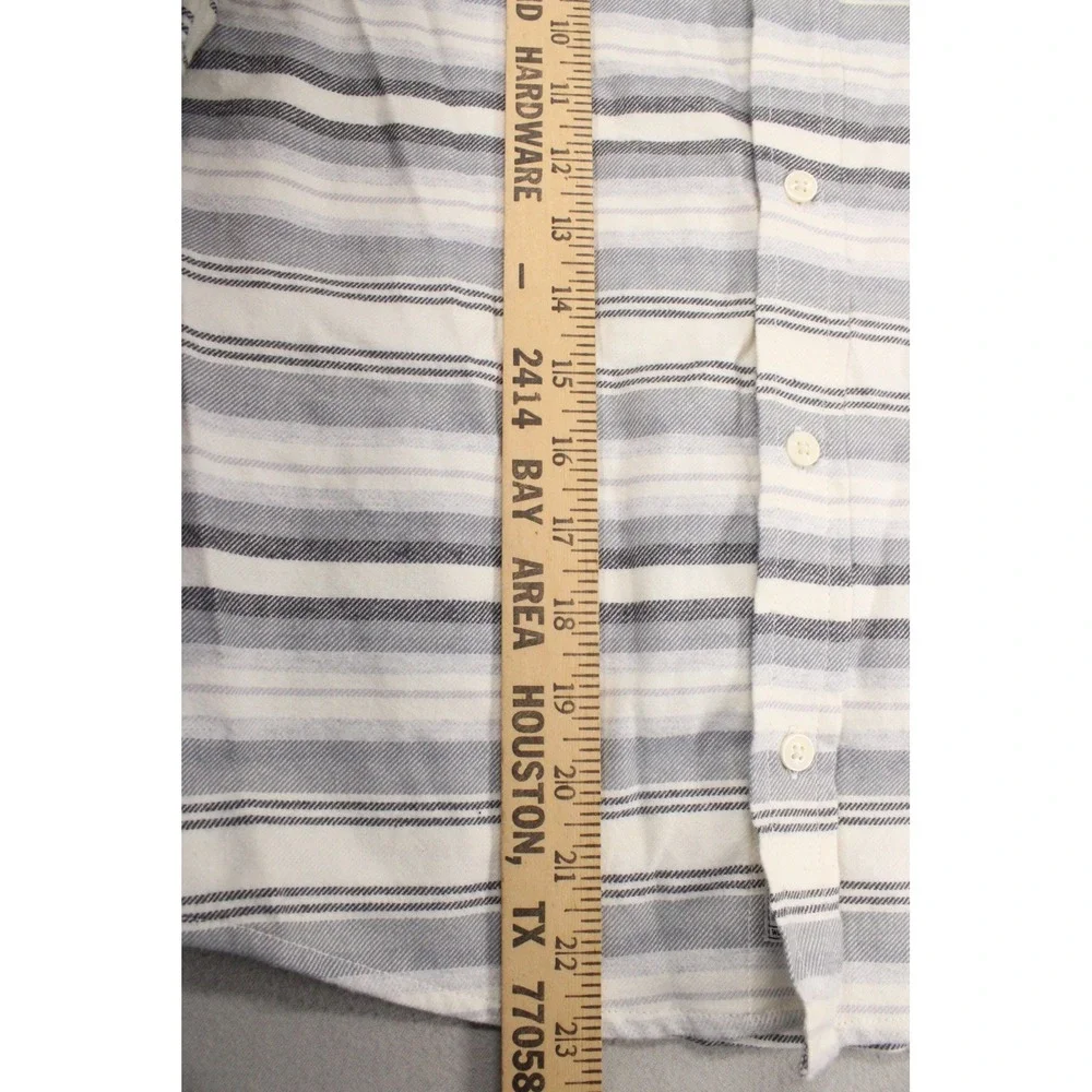 OshKosh Bgosh Boys Grey Blue Striped Flannel Button Down Shirt Size 12 NWT